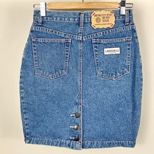 Denim Pencil Skirt Pink Stitching